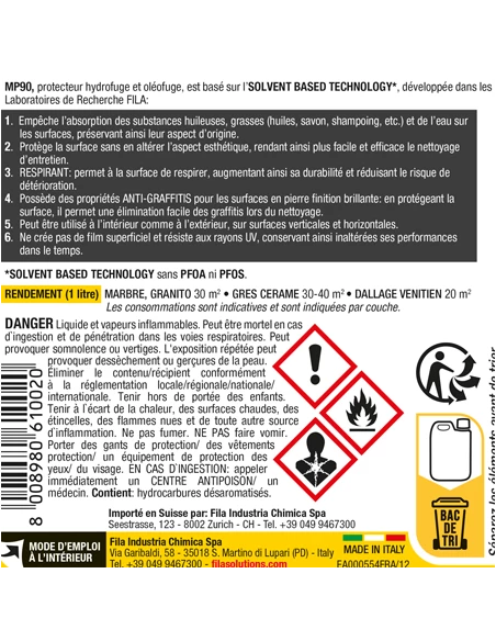 Protection totale Hydrofuge et oléofuge MP90 ECO XTREME 0.375L  FILA - 3