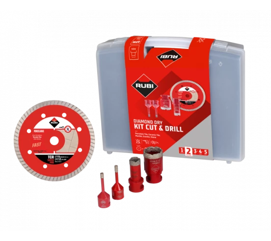 Kit 1 Disque TCR 115 et 4 trépans DRYGRES (2x6mm, 1x20mm, 1x35mm) RUBI - 1