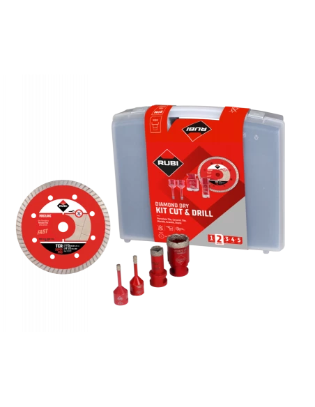 Kit 1 Disque TCR 115 et 4 trépans DRYGRES (2x6mm, 1x20mm, 1x35mm) RUBI - 1