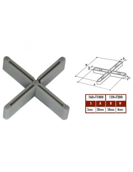 200 Croisillons double fonction de 3mm en croix  et " T " RAIMONDI - 2