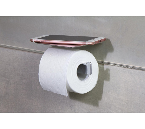 Fix Mi Porte rouleau papier toilette mural avec tablette à clipser inox METROPOLITAN MAT INTER - 2