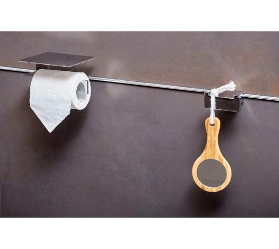Fix Mi Porte rouleau papier toilette mural avec tablette à clipser inox METROPOLITAN MAT INTER - 3