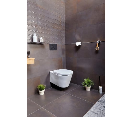 Fix Mi Porte rouleau papier toilette mural avec tablette à clipser inox METROPOLITAN MAT INTER - 4