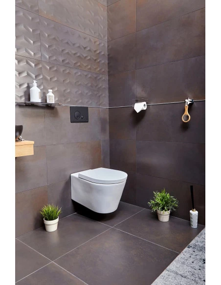 Fix Mi Porte rouleau papier toilette mural avec tablette à clipser inox METROPOLITAN MAT INTER - 4