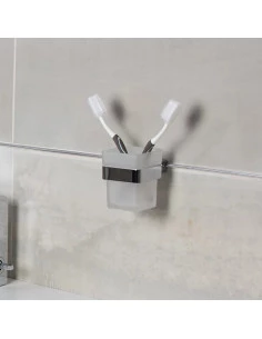 Fix Mi Porte gobelet verre et inox à clipser METROPOLITAN MAT INTER - 1