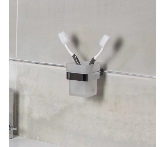 Fix Mi Porte gobelet verre et inox à clipser METROPOLITAN MAT INTER - 1