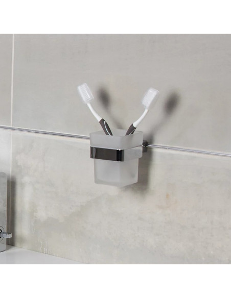 Fix Mi Porte gobelet verre et inox à clipser METROPOLITAN MAT INTER - 1