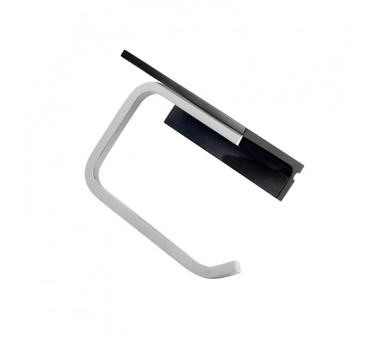 Fix Mi Porte rouleau papier toilette mural avec tablette à clipser inox et noir COSMOPOLITAN MAT INTER - 3