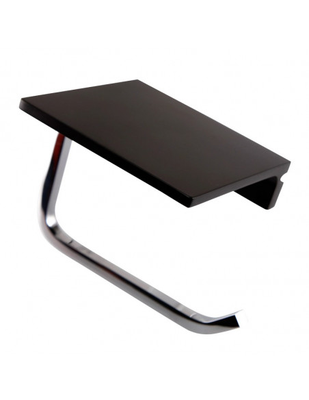 Fix Mi Porte rouleau papier toilette mural avec tablette à clipser inox et noir COSMOPOLITAN MAT INTER - 1