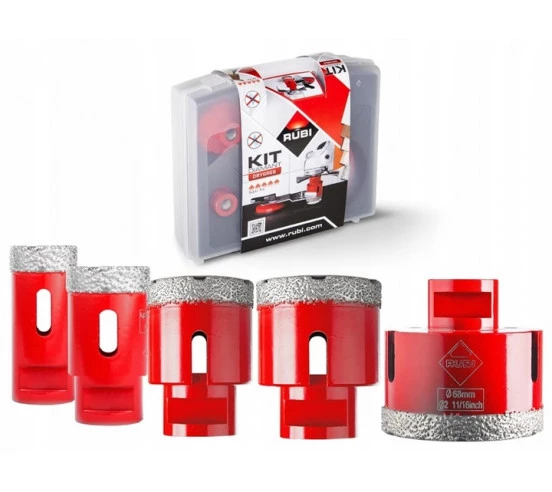 KIT 5 Trepans Drygres + Guide (Ø 28, 35, 43, 50 et 68 mm) RUBI - 1