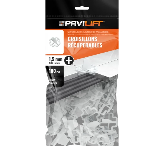 100 Croisillons récupérables "+" 1,5mm Pavilift - 1