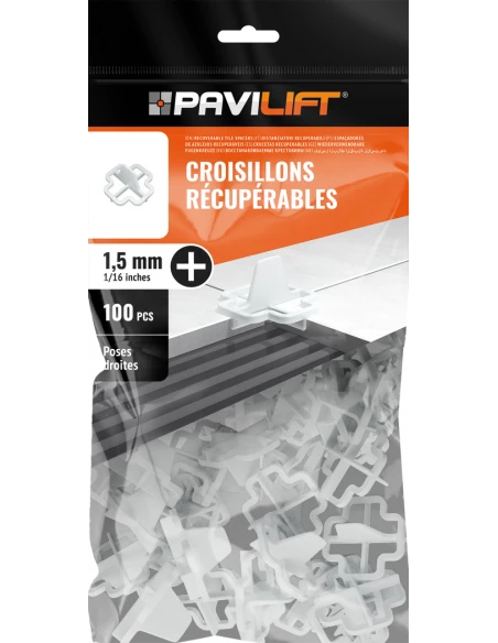 100 Croisillons récupérables "+" 1,5mm Pavilift - 1