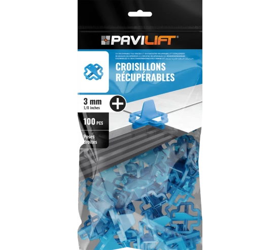 100 Croisillons récupérables "+" 3mm Pavilift - 1