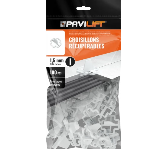 100 Croisillons récupérables "I" 1,5mm Pavilift - 1