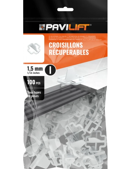 100 Croisillons récupérables "I" 1,5mm Pavilift - 1