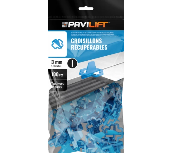 100 Croisillons récupérables "I" 3mm Pavilift - 1