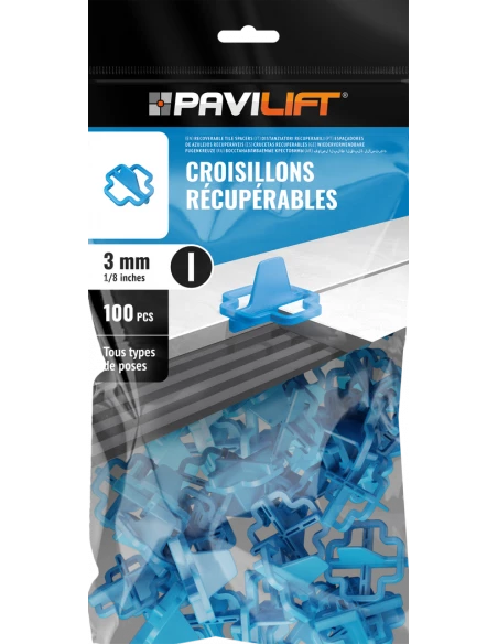 100 Croisillons récupérables "I" 3mm Pavilift - 1