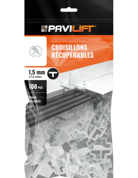 100 Croisillons récupérables "T" 1,5mm Pavilift - 1