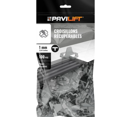 100 Croisillons récupérables "T" 1mm Pavilift - 1