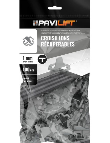 100 Croisillons récupérables "T" 1mm Pavilift - 1