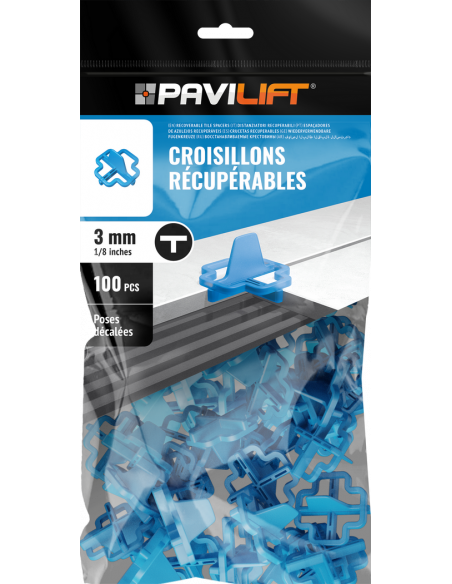 100 Croisillons récupérables "T" 3mm Pavilift - 1