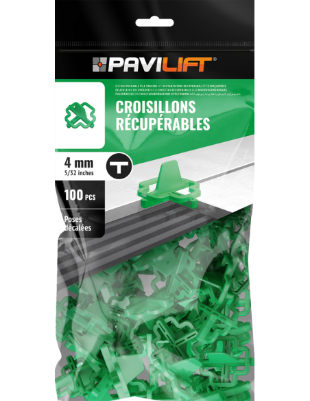 100 Croisillons récupérables "T" 4mm Pavilift - 1
