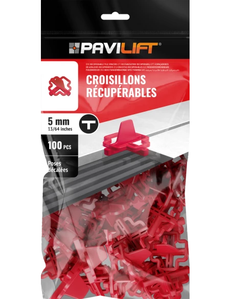 100 Croisillons récupérables "T" 5mm Pavilift - 1