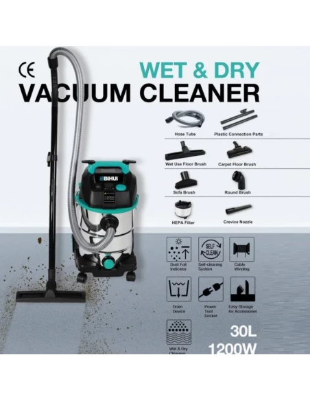 Aspirateur Professionnel eau et poussières 30 Litres VCH30 1200W BIHUI - 10