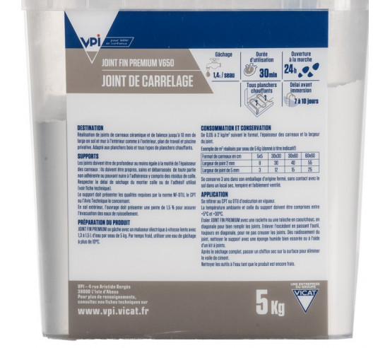 Joint fin premium V650 5Kg VPI - 8