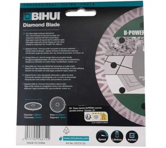 Disque diamant B-POWER Ø125mm BIHUI By PAVILIFT - 4