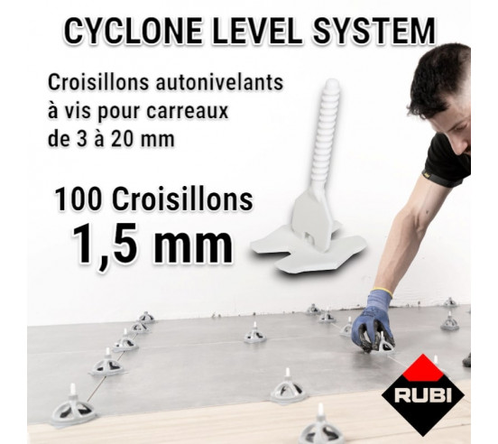 100 croisillons autonivellants à vis 1,5mm en "I" CYCLONE RUBI - 1