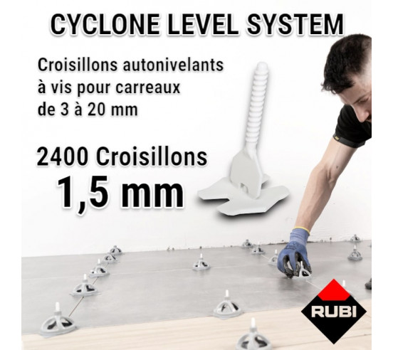 2400 croisillons autonivellants à vis 1,5mm en "I" CYCLONE RUBI - 1