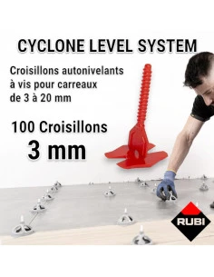 100 croisillons autonivellants à vis 3mm en "I" CYCLONE RUBI - 1
