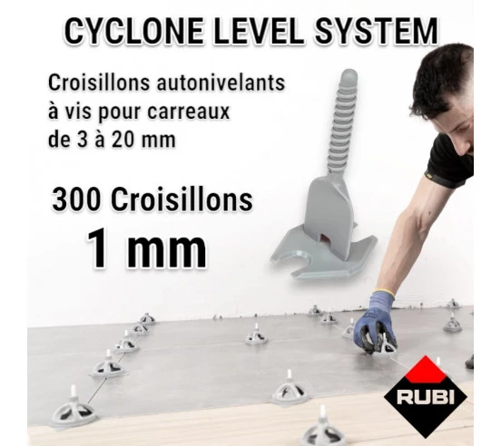 300 croisillons autonivellants à vis 1mm en "I" CYCLONE RUBI - 1