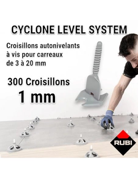 300 croisillons autonivellants à vis 1mm en "I" CYCLONE RUBI - 1