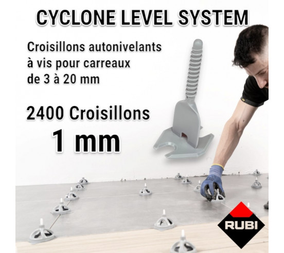 2400 croisillons autonivellants à vis 1mm en "I" CYCLONE RUBI - 1