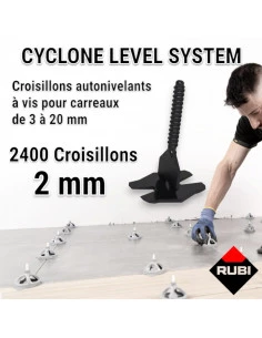 2400 croisillons autonivellants à vis 2mm en "I" CYCLONE RUBI - 1