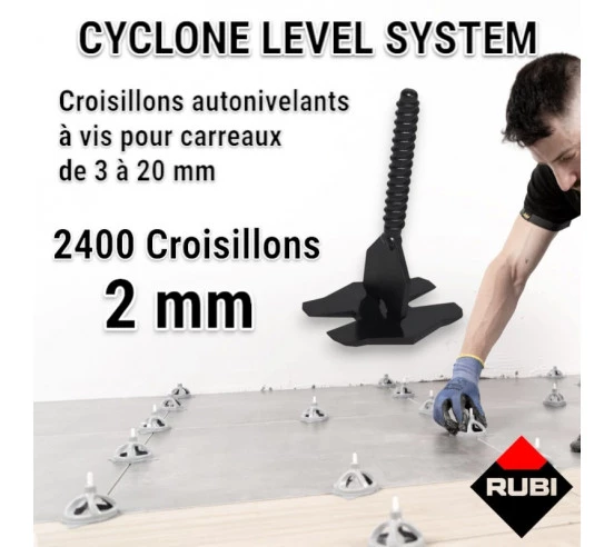 2400 croisillons autonivellants à vis 2mm en "I" CYCLONE RUBI - 1