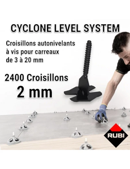 2400 croisillons autonivellants à vis 2mm en "I" CYCLONE RUBI - 1