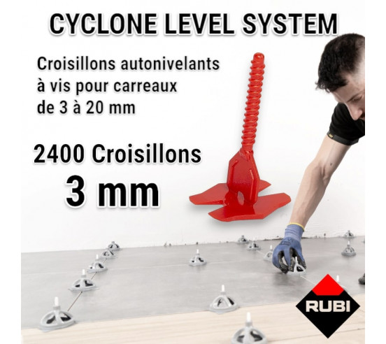 2400 croisillons autonivellants à vis 3mm en "I" CYCLONE RUBI - 1