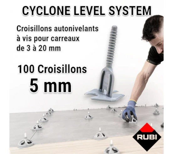 100 croisillons autonivellants à vis 5mm en "I" CYCLONE RUBI - 1