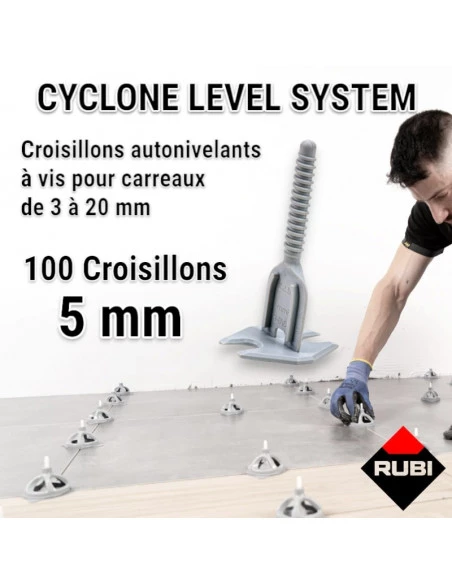 100 croisillons autonivellants à vis 5mm en "I" CYCLONE RUBI - 1
