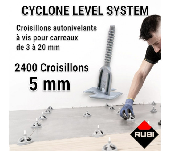 2400 croisillons autonivellants à vis 5mm en "I" CYCLONE RUBI - 1