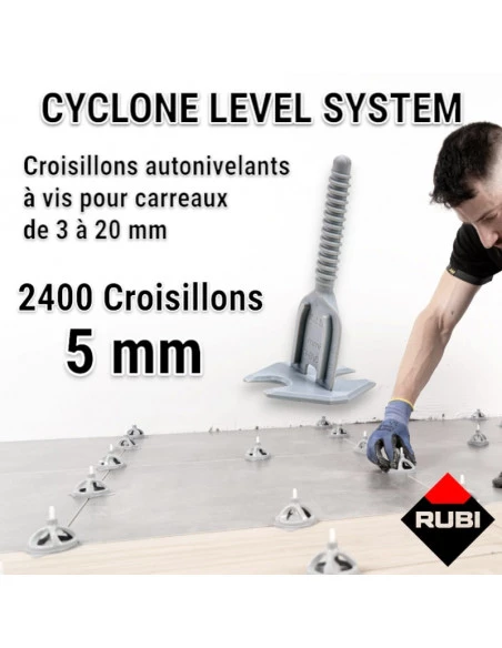 2400 croisillons autonivellants à vis 5mm en "I" CYCLONE RUBI - 1