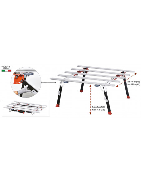 Table de travail BIGFOOT XXL (170cm x100 à150 cm) RAIMONDI - 3