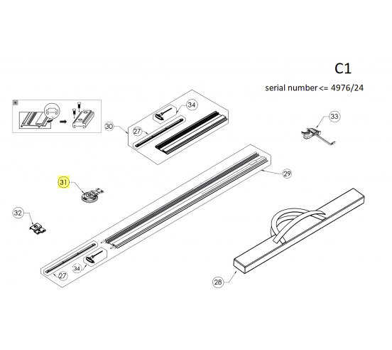 Ventouse de remplacement pour rail G2 (pièce détachée) RUBI - 1