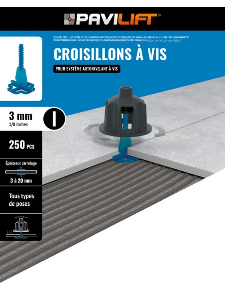 250 Croisillons en "I" Autonivelant de 3mm (carreaux de 3 à 20mm) PAVILIFT - 5