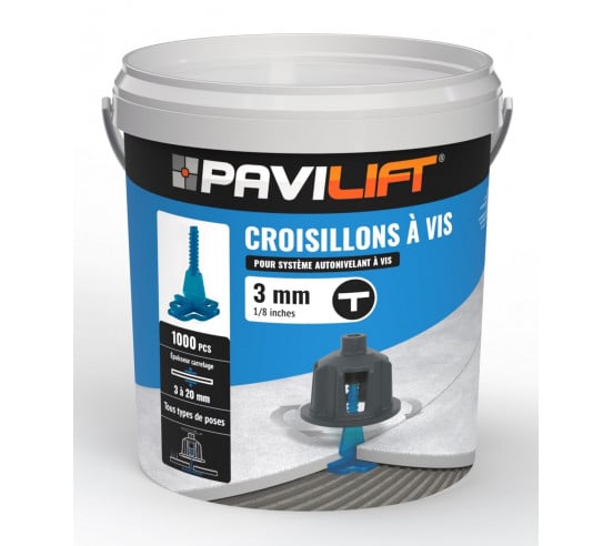 1000 Croisillons en "T" Autonivelant de 3mm (carreaux de 3 à 20mm) PAVILIFT - 1