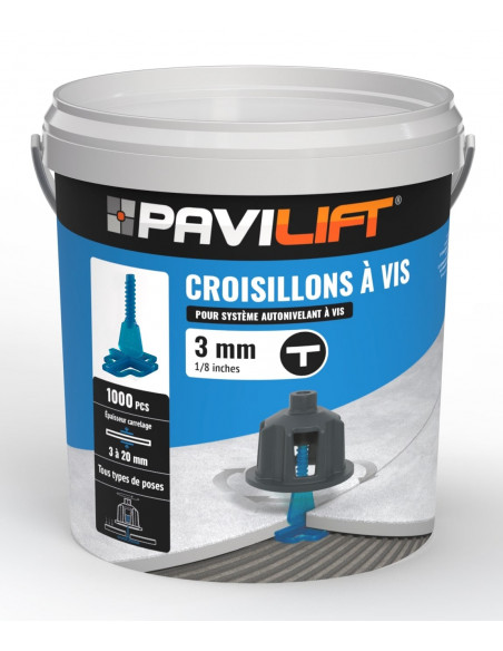 1000 Croisillons en "T" Autonivelant de 3mm (carreaux de 3 à 20mm) PAVILIFT - 1