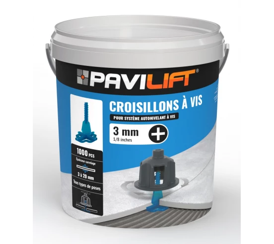 1000 Croisillons en "+" Autonivelant de 3mm (carreaux de 3 à 20mm) PAVILIFT - 1